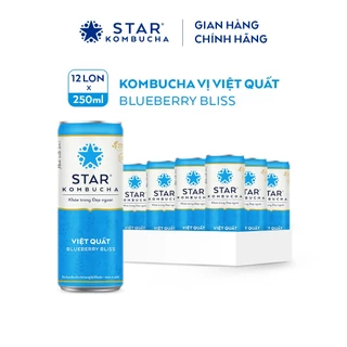 Thùng 12 lon trà lên men STAR KOMBUCHA vị VIỆT QUẤT 250ml/lon hỗ trợ tiêu hoá