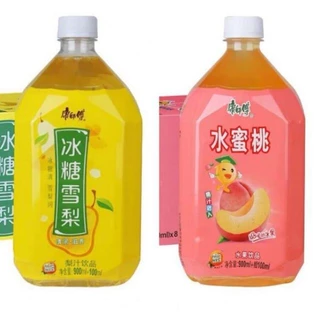 Nước lê trưng đường phèn, nước đào ép/trà hoa quả Kangshifu (chai 1000ml)