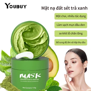 YOUBUY Mặt nạ bùn trà xanh loại bỏ mụn đầu đen hiệu quả, làm sạch da, thu nhỏ lỗ chân lông và kiểm soát dầu 110g