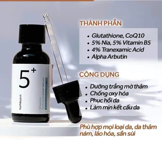 Serum NUMBUZIN NO 5+ Vitamin Concentrated 30ml  Trắng Da, Mờ Thâm Nám