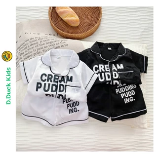 Bộ Pijama Cộc Tay In Chữ Cho Bé Trai - Bé Gái D.DUCK_KIDS, Đồ Ngủ Cho Bé Từ 8-27kg