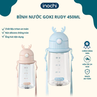 Bình nước trẻ em inochi, thiết kế kèm ống hút chống sặc, nhựa an toàn, có kèm dây đeo. Bình đựng nước cho bé