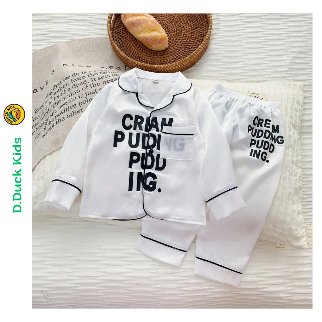 Đồ Ngủ Dài Tay In Chữ Cho Bé Trai_ Bé Gái D.DUCK_KIDS, Bộ Pijama Cho Bé Từ 10-27kg