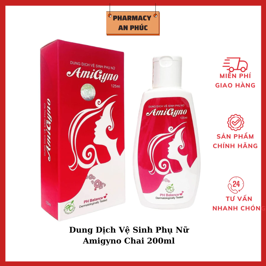 Dung Dịch Vệ Sinh Phụ Nữ AmiGyno (Chai 200ml) - Giúp Làm Sạch Mhử Mùi Hôi Vùng Kín, Phòng Ngừa Nhiễm Khuẩn, Cân Bằng PH