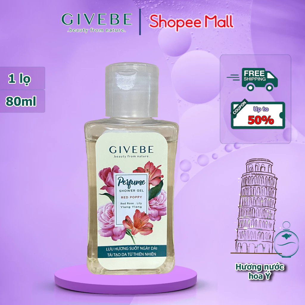 Sữa tắm GIVEBE Đỏ Red Poppy Du Lịch 80ml