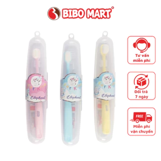 Bàn Chải Đánh Răng Lon Elephant Chăm Sóc Răng Miệng Cho Bé Trên 1 Tuổi Có Hộp Đựng - Bibo Mart