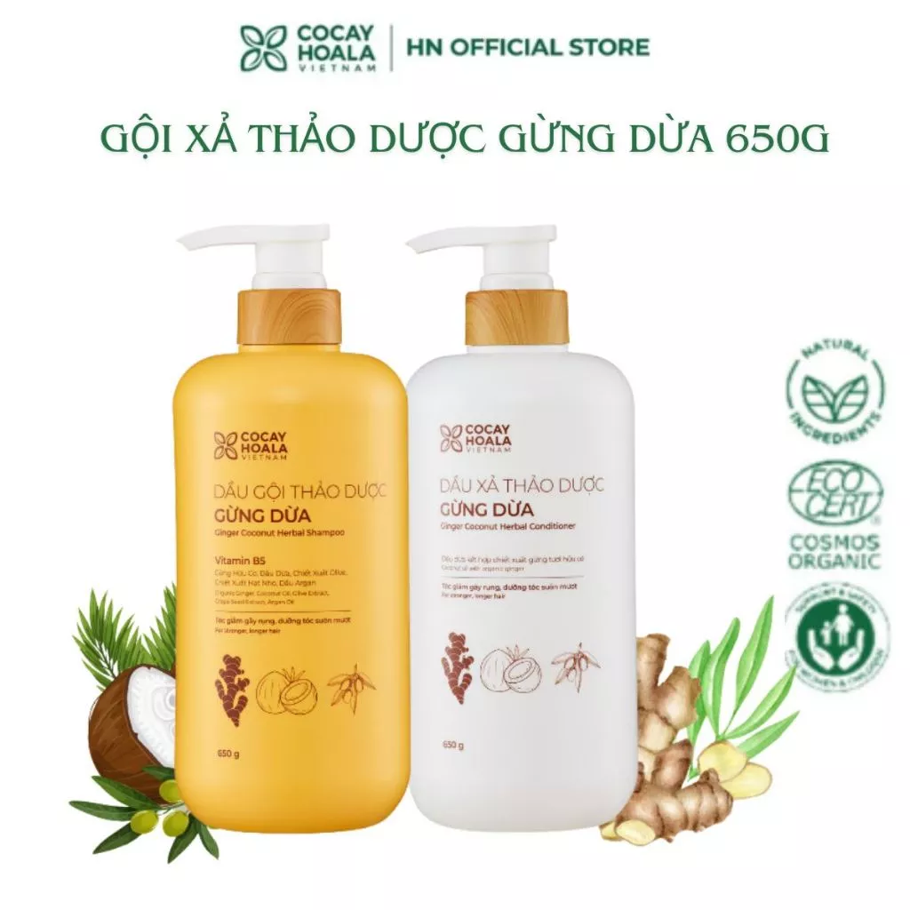 Dầu gội thảo dược hữu cơ gừng dừa Cỏ Cây Hoa Lá dành cho mẹ bầu thiên nhiên lành tính 440g/chai