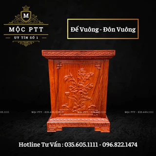 Đôn vuông mẫu Sen gỗ Hương Đá mặt 30 cao 40 50 60 cm kê tượng . kê cây cảnh trang trí nhà cửa