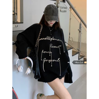 Áo len nam nữ cổ tròn dệt kim form rộng, áo sweater len unisex thêu chữ cách điệu oversize thời trang hàn quốc 2979