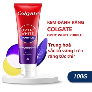 Kem Đánh Răng Colgate Optic White Purple Instant Whitening 100g Trung Hòa Ố Vàng Trắng Răng Tức Thì