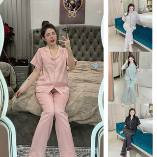 Bộ đồ pijama lụa xước, bộ đồ lụa mặc nhà cao cấp mẫu hot 2024 .