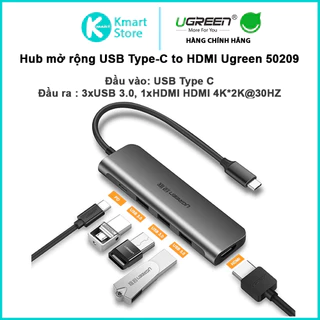 Bộ chuyển đổi Type C Ugreen 5 in 1 | Vỏ nhôm cao cấp | Truyền tải nhanh chóng | Bảo hành 18 tháng 50209