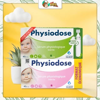 Nước muối sinh lý Physiodose Pháp hộp 40 ống cho bé Hồng - Xanh