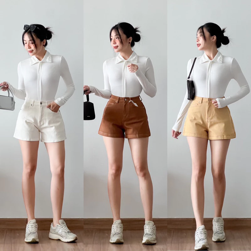 Quần Short Jeans Lưng Cao Co Giãn Chuẩn Xịn