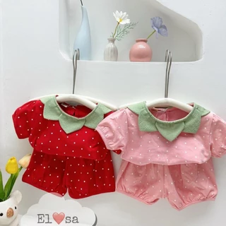 Quần Áo Bé Gái - BỘ DÂU TÂY CUTE cho bé gái 1 - 5 Tuổi