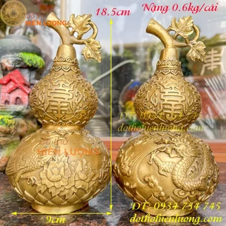 Hồ lô rồng phượng bằng đồng cao 18cm đường kính bụng 9cm nặng 1,2kg