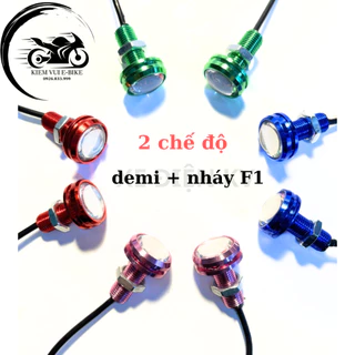 Đèn cúc áo trang trí cho xe ô tô, xe máy điện 12v, 2 chế độ