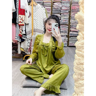 [M3] Đồ Bộ Pijama tay dài tiểu thư (45-60kg)vải lụa xước