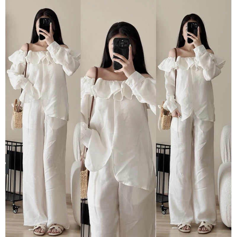 SET ÁO BÈO TRỄ VAI TAY DÀI PHỒNG + Q. SUÔNG