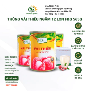 Thùng Vải Thiều Thanh Hà Ngâm Nước Đường 12 Lon F&G Loại 1. 565g, Vải đều, nhiều trái