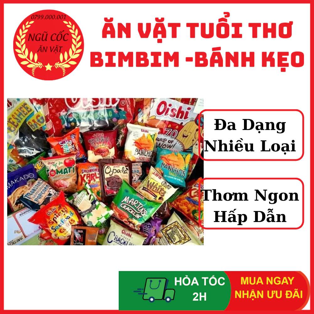 COMBO Đồ Ăn Vặt Tuổi Thơ Thần Thánh Siêu Ngon - Bimbim - Bánh Kẹo - Que Cay Nội Địa Trung - ngucoc_anvat