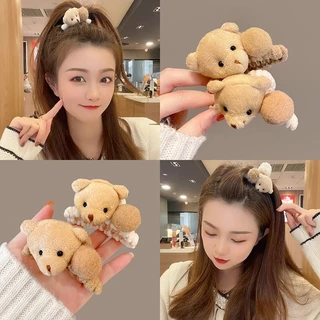 Kẹp tóc càng cua phối gấu nhồi bông phong cách cute, đáng yêu