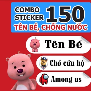 Sticker in tên bé mẫu các phim hoạt hình loppy, ruby dễ thương, xinh xắn, chó cứu hộ, pawpatrol