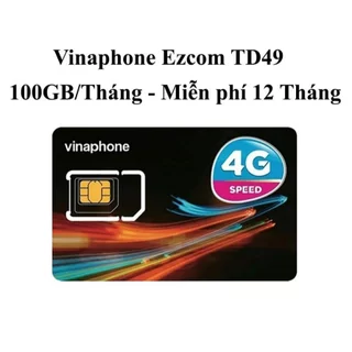 Sim 4G Vinaphone trọn gói 12 tháng TD49 100GB /1 Tháng Data free