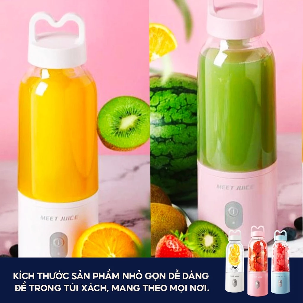 Máy xay sinh tố cầm tay Meet Juice 500ml mini, máy xay cầm tay đa năng ,xay đá viên,xay hoa quả các loại- TongkhoGiaDung