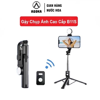 Gậy Chụp Ảnh Cầm Tay B11s, Kèm Tripods 3 Chân, Có Đèn Trợ Sáng Và Remote Điều Khiển - AsoKa