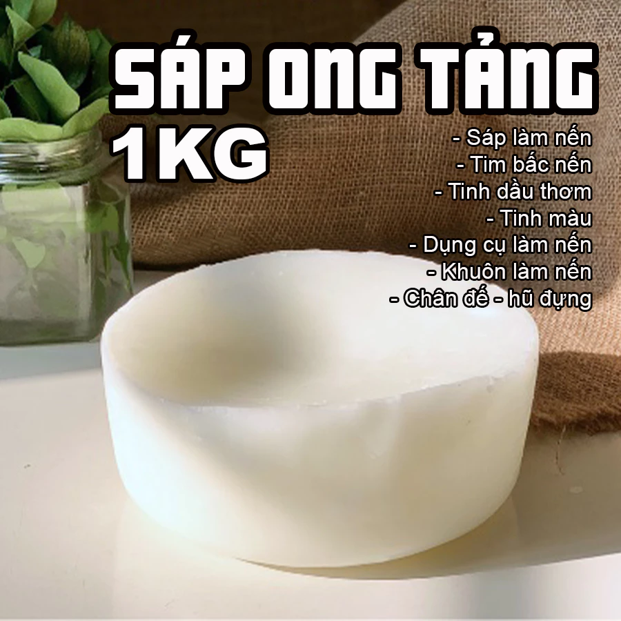 1KG Sáp Ong Tảng Tự Nhiên - Nguyên Liệu Làm Nến Thơm Handmade