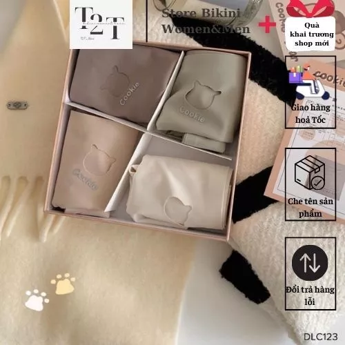 [LOẠI 1]Set 4 quần lót su cao cấp nhà gấu Cookie Full hộp giấy chứng nhận kháng khuẩn và thiệp chúng mừng.