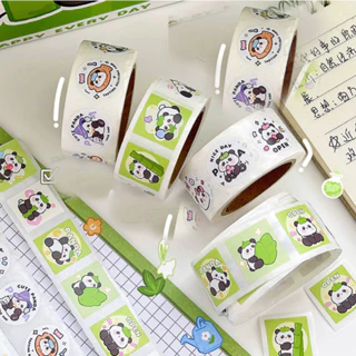 Cuộn sticker nhãn dán 300 miếng hình gấu trúc