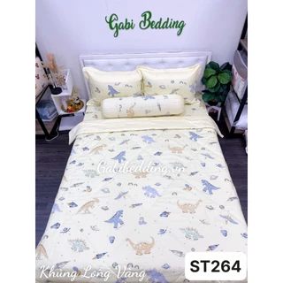 Cotton Lụa Satin Hàn Quốc - Khủng Long Vàng - Kháng Khuẩn - Không xù lông - mềm mịn mát