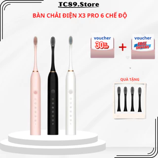 Bàn chải điện  X3 pro 6 chế độ đánh răng tự động với lông chải mềm mịn, chống nước tuyệt đối