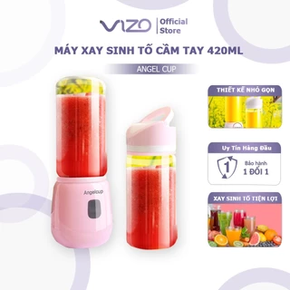 [2 bình] Máy xay sinh tố cầm tay ANGELCUP 6 lưỡi dung tích 420ml bảo hành 12 tháng - Máy say hoa quả mini di động