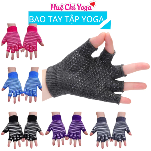 Găng Tay Tập Yoga, Găng Tay Tập Yoga Cắt Ngón Chống Trượt Tập Yoga & Gym Co Giãn Thấm Hút Tốt