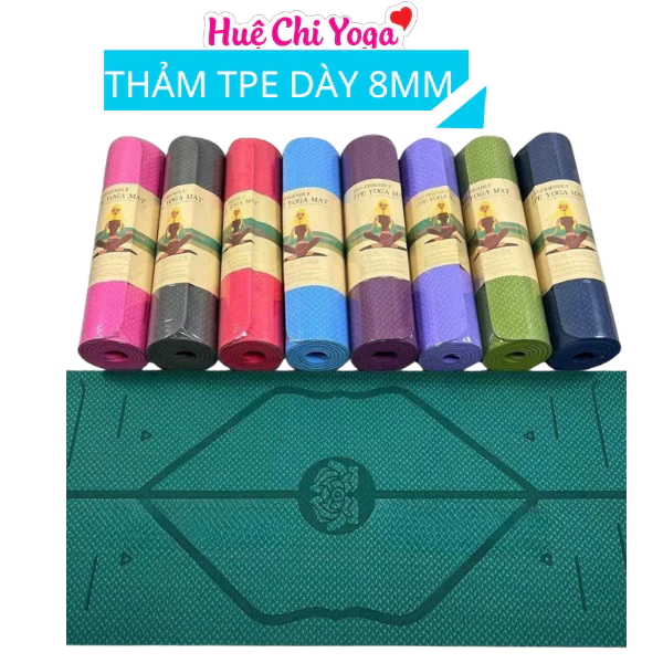Thảm tập yoga, Thảm chất liệu TPE dày tập 8mm 1 lớp định tuyến đúc nguyên khối