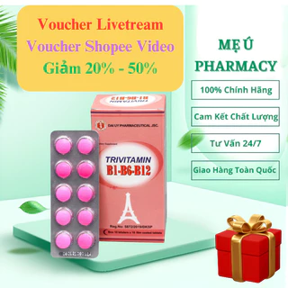 Viên Uống Trivitamin B1-B6-B12 Hỗ Trợ Cải Thiện Tình Trạng Thiếu Hụt Vitamin Nhóm B (Hộp 100 Viên)