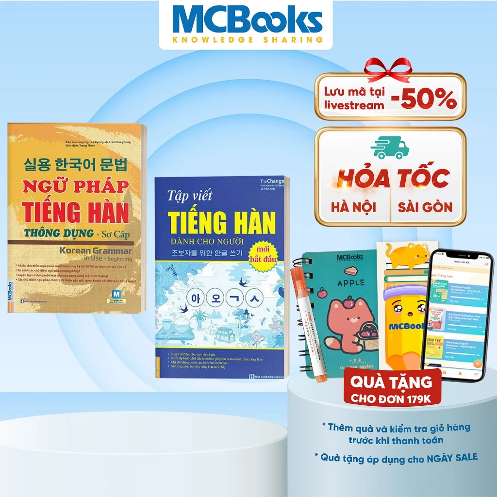 Sách - Combo Ngữ pháp tiếng Hàn thông dụng (sơ cấp) và Tập Viết Tiếng Hàn Dành Cho Người Mới Bắt Đầu - Học kèm App onlin