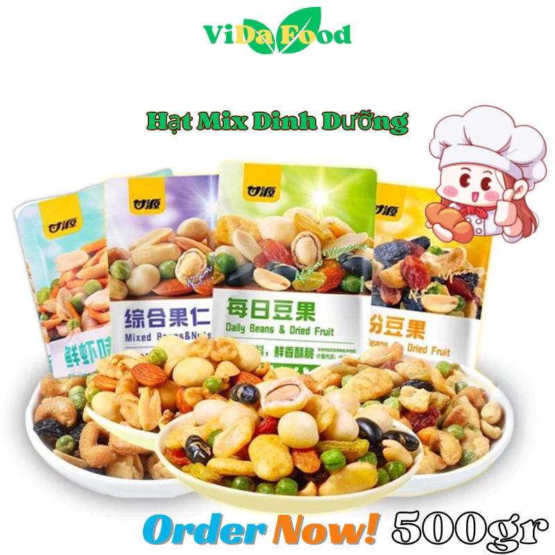 Gói 500g Hạt Dinh Dưỡng GANYUAN 30G Mix, Hạt Dinh Dưỡng Mix Trái Cây Sấy Giòn, Hạt Ngũ Cốc Sấy Khô SP412325695