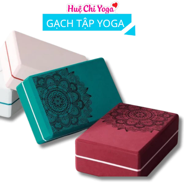 Gạch Tập Yoga, Gạch Tập Yoga Nặng 300g, In Hoa Mandala (họa tiết nổi) Viền Kẻ -Độ Cứng Cao Không Lún