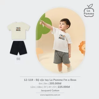 La pomme SS2024 Bộ cộc tay La Pomme I'm a Boss cho bé 6m-5y