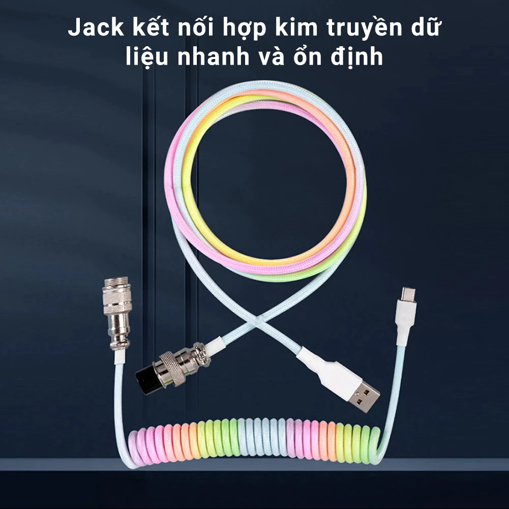 Cáp nối bàn phím cơ - Chiều dài 3m. Tương thích mọi bàn phím USB Type C - Dây 5 lõi siêu bền - Đầu nối chống nhiễu