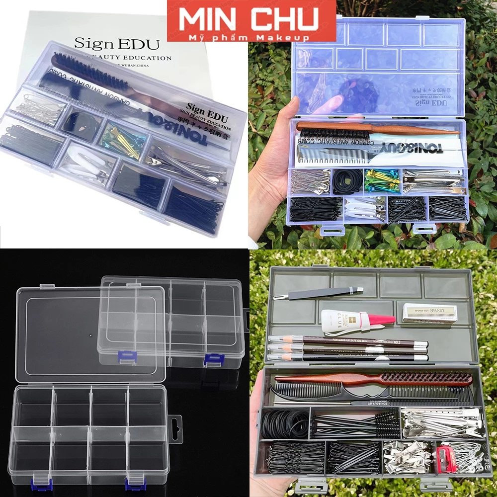 Hộp nhựa chia ngăn đựng ghim kẹp lược - Hộp nhựa đựng ghim