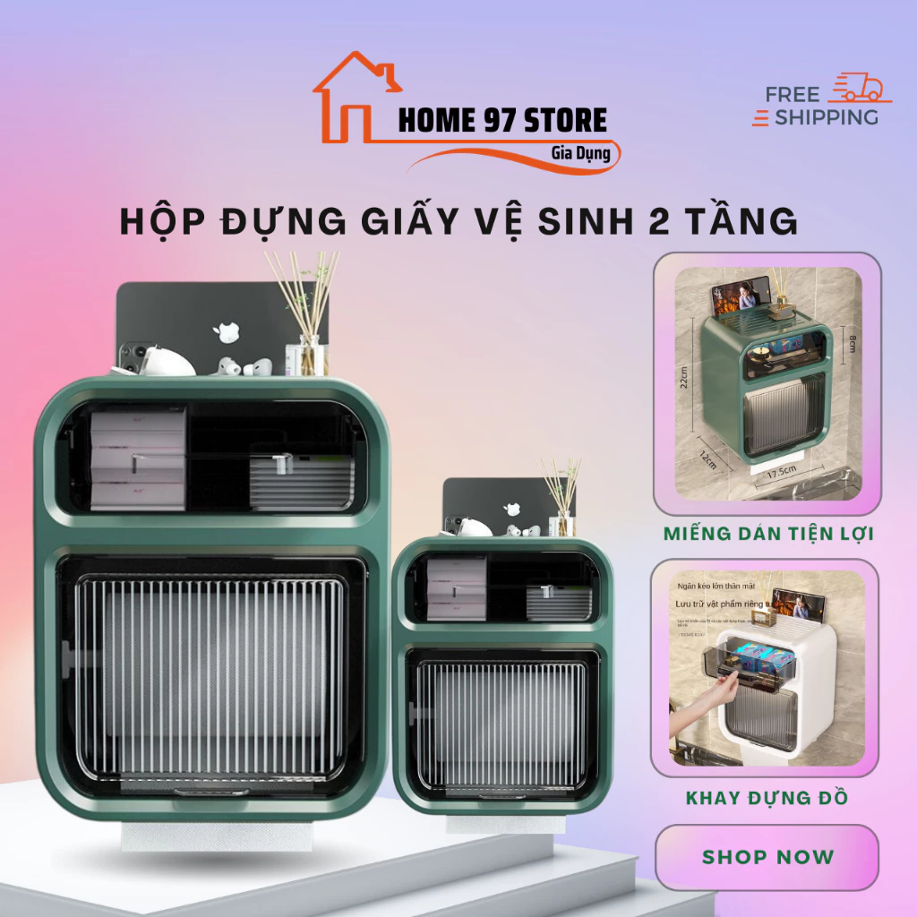 Hộp Đựng Giấy Vệ Sinh 2 Tầng Cao Cấp Hộp Đựng Giấy Hộp Giấy Vệ Sinh Có Kệ Để Điện Thoại(tặng kèm 1 miếng dán)
