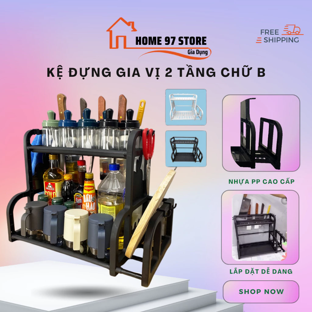 Kệ Đựng Gia Vị Trong Nhà Bếp, Kệ Để Đồ Đa Năng Chữ B Nhỏ Gọn Tiện Lợi