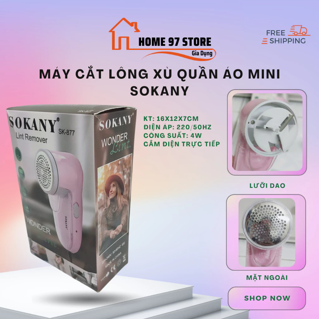 Máy cắt lông xù quần áo mini SOKANY SK877 dùng điện cắt siêu bén siêu bền tiện lợi