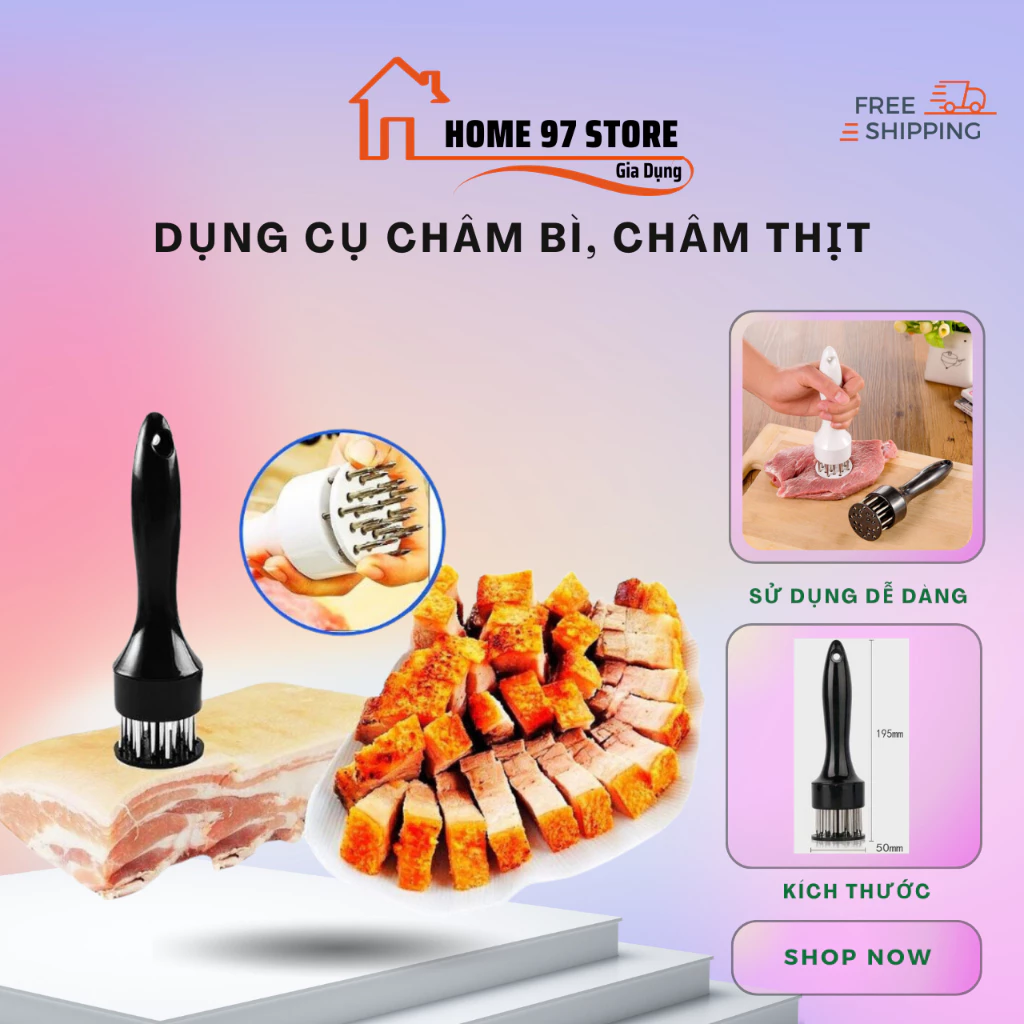 Dụng cụ châm bì, xăm bì làm mềm thịt, làm heo quay da giòn