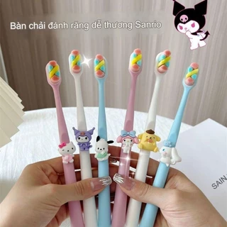 Sanrio Bàn Chải Đánh Răng Lông Màu Hình Kitty Pochacco Purin Kuromi Melody Cinnamoroll Đáng Yêu Cho Người Lớn Và Trẻ Em